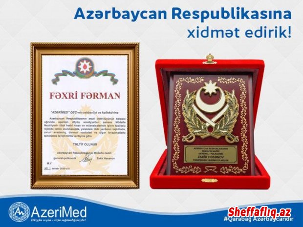 Müdafiə Nazirliyi “AzeriMed”-i Fəxri Fərmanla təltif edib