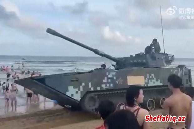 Çin ordusu Tayvan yaxınlığındakı çimərliyə tanklarını çıxardı