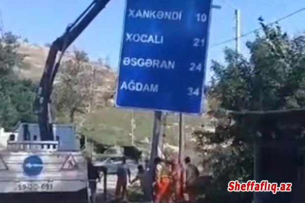 Şuşa-Xankəndi yolunda yeni yol nişanı quraşdırılıb