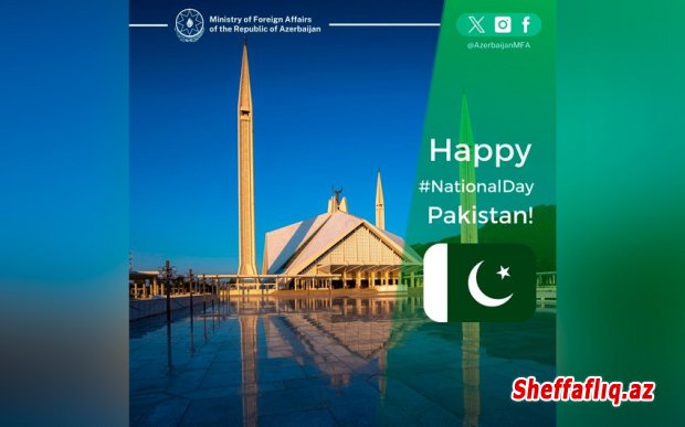 Azərbaycan Xarici İşlər Nazirliyi Pakistanı Milli Günü münasibətilə təbrik edib. Azərbaycan Xarici İşlər Nazirliyi Pakistanı Milli Günü münasibətilə təbrik edib.