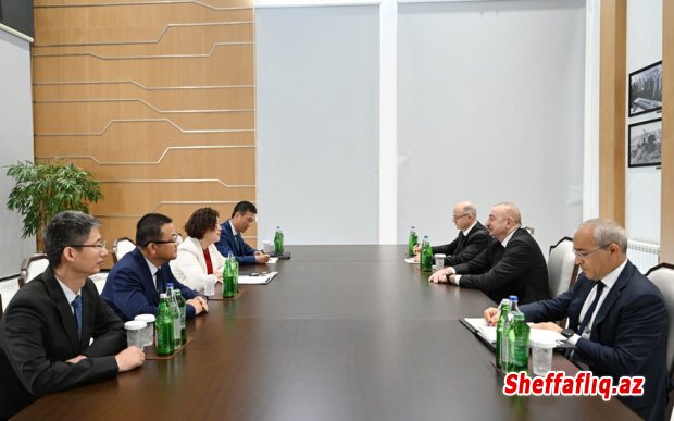 İlham Əliyev Mingəçevirdə Çinin “Dongfang Electric İnternational Corporation” Şirkətinin İdarə Heyətinin sədrini qəbul edib