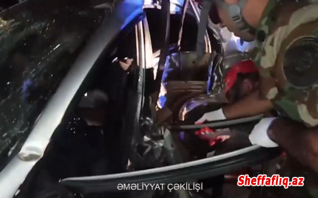 Xaçmazda sürücü qəzaya uğrayan avtomobildə sıxılı qalıb