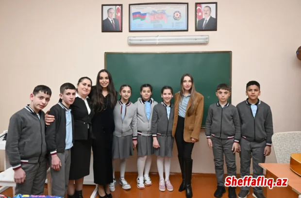 Leyla Əliyeva və Alena Əliyeva Qubada internat tipli məktəbi və STEAM mərkəzini ziyarət ediblər